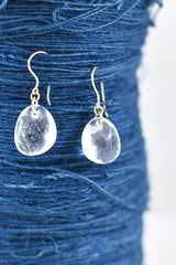 Nila x Pippa Small clear crystal quartz drop earrings