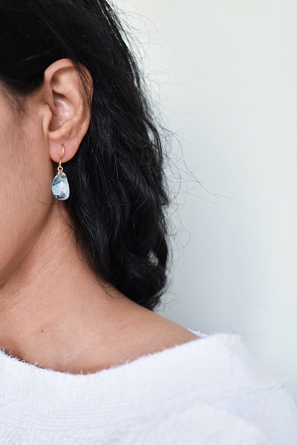 Nila x Pippa Small Aquamarine Drop Earrings